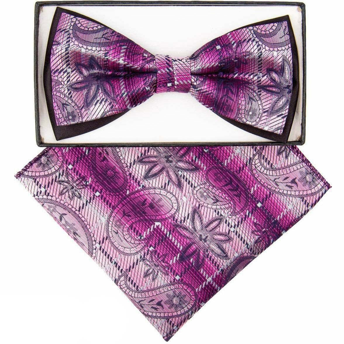 Vittorio Farina Two Tone Designer Bow Tie & Pocket Square