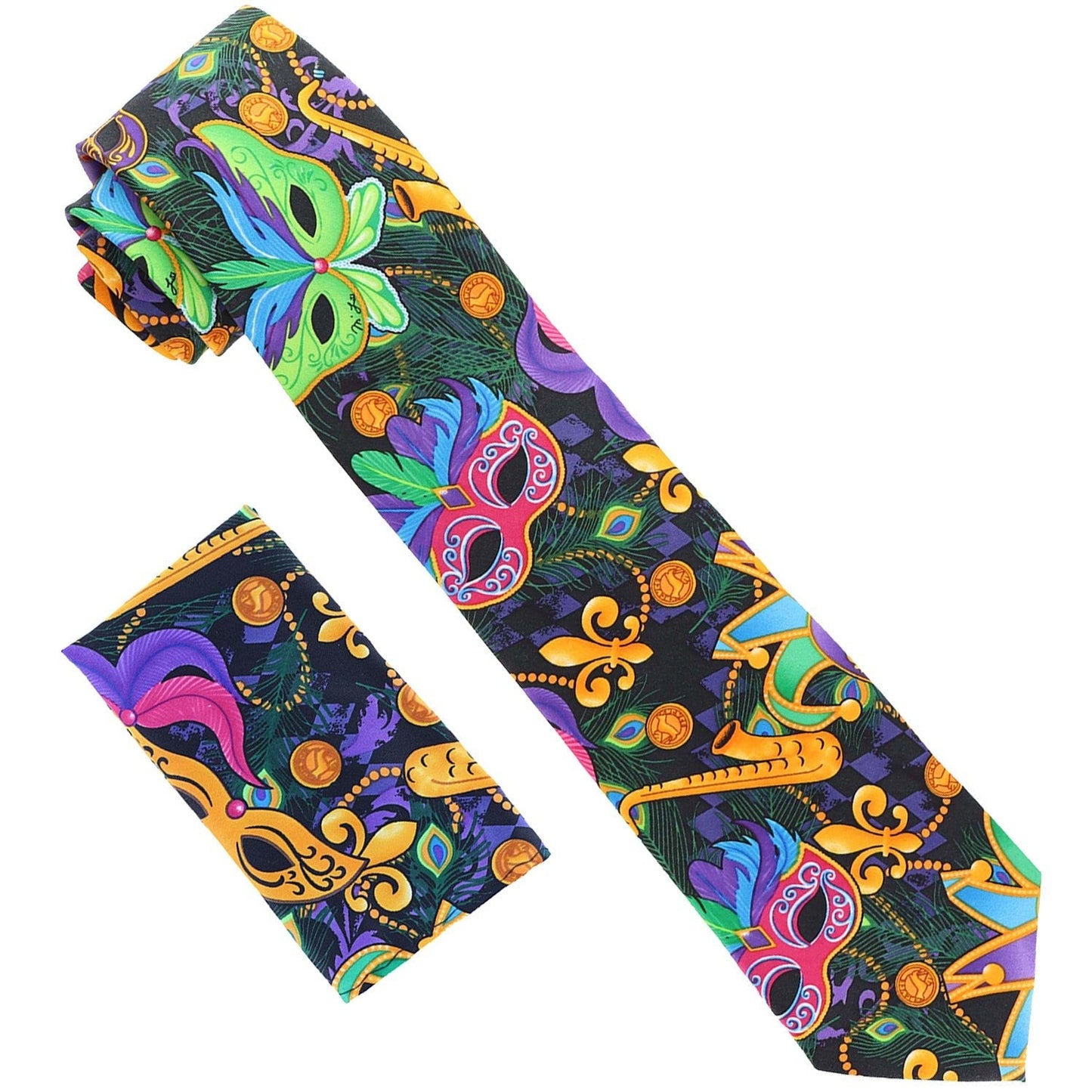 Vittorio Farina Mardi Gras Necktie & Handkerchief