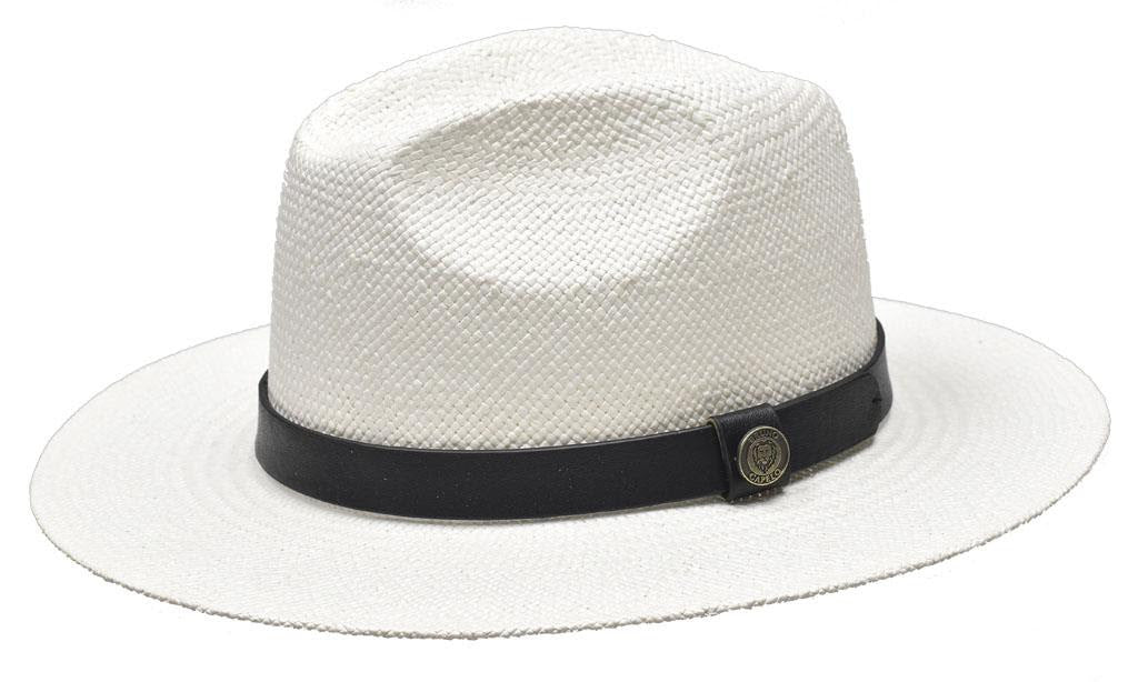 Bruno Capelo Cali Straw Wide Brim Fedora Hat | CA-420 White with Black Band