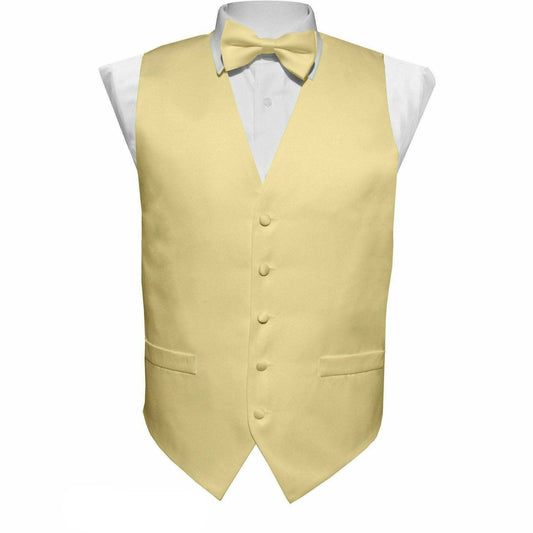 Vittorio Farina Solid Satin Vest Set (White Back) Var. 02 (Mustard-Yellow)