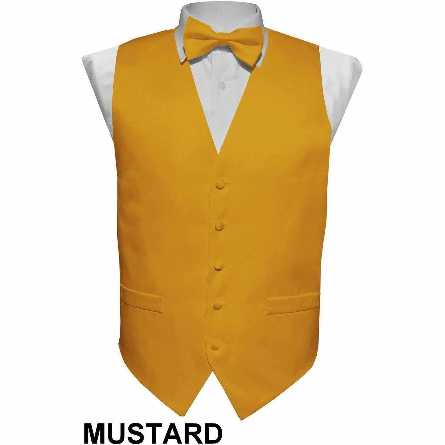 Vittorio Farina Solid Satin Vest Set (White Back) Var. 02 (Mustard-Yellow)