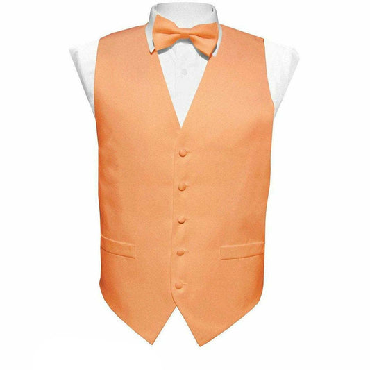 Vittorio Farina Solid Satin Vest Set (Peach Back)