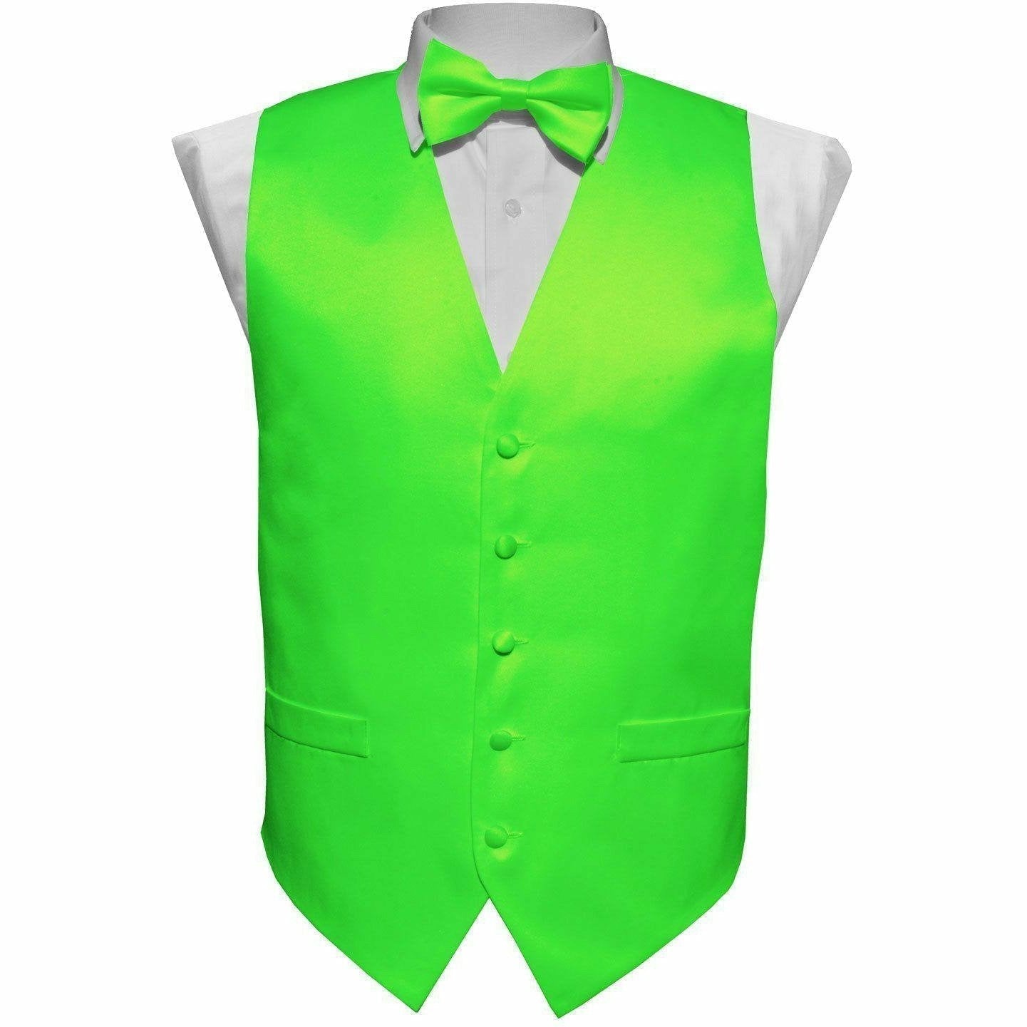 Vittorio Farina Solid Satin Vest Set (Black Back) Var. 02 (Lime-Rose Gold)