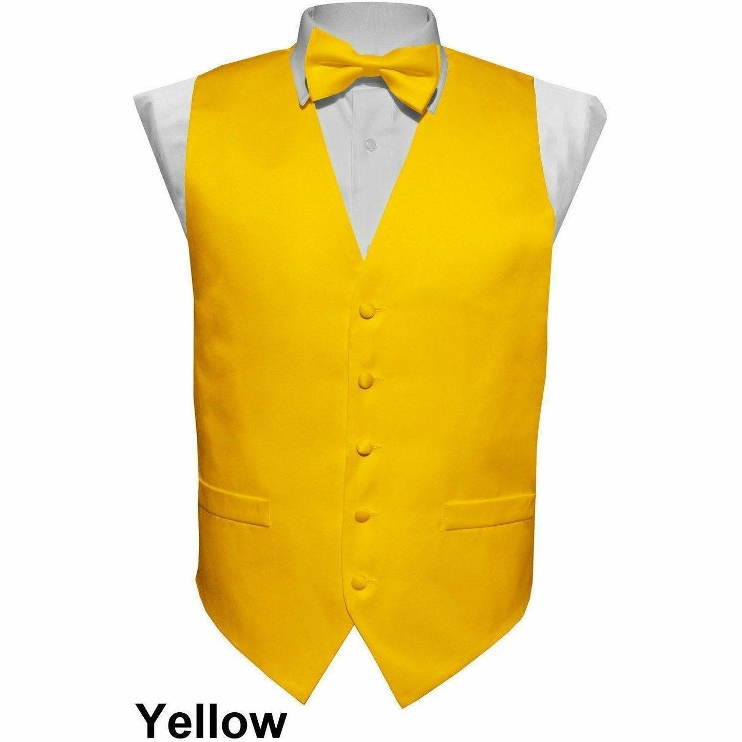 Vittorio Farina Solid Satin Vest Set (White Back) Var. 02 (Mustard-Yellow)