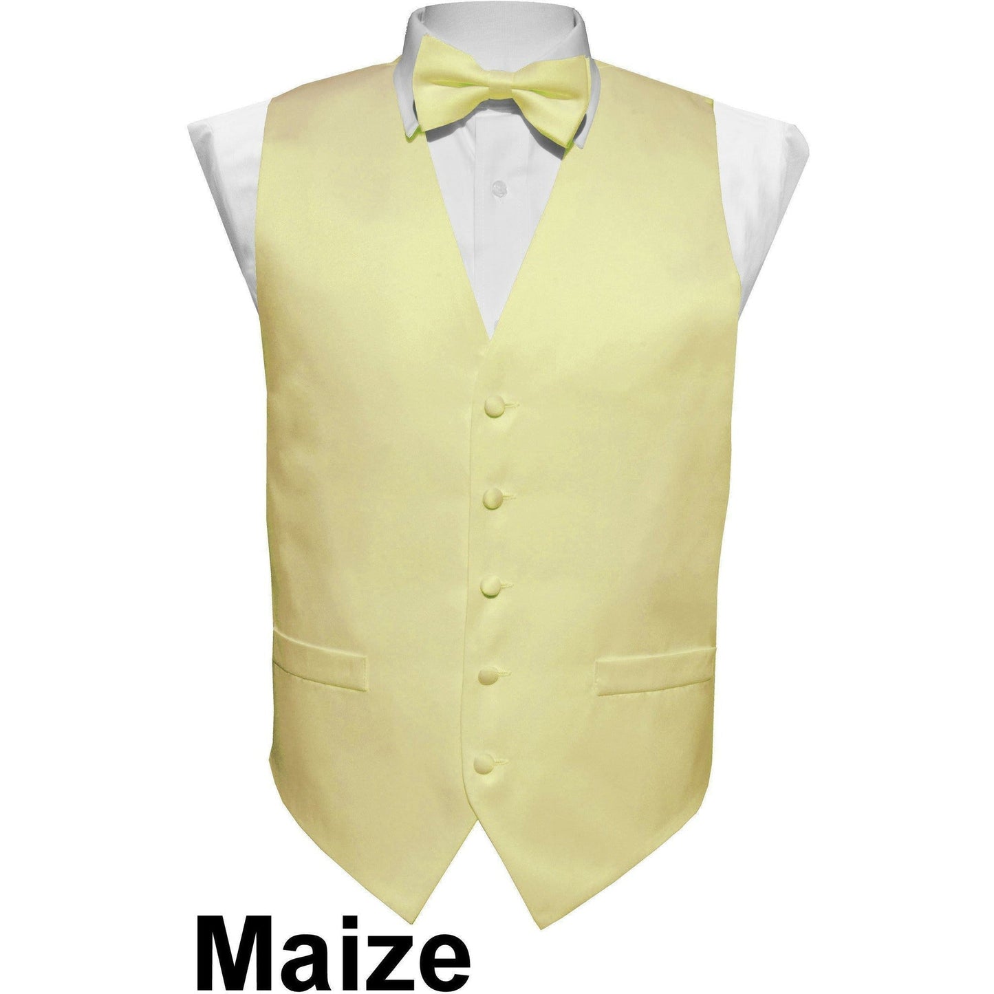 Vittorio Farina Solid Satin Vest Set (White Back) Var. 02 (Mustard-Yellow)