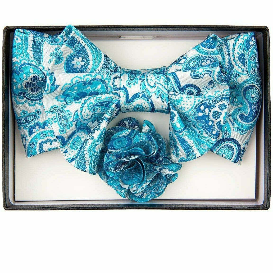 Vittorio Farina XL Bow Tie, Pocket Square & Flower Lapel Pin