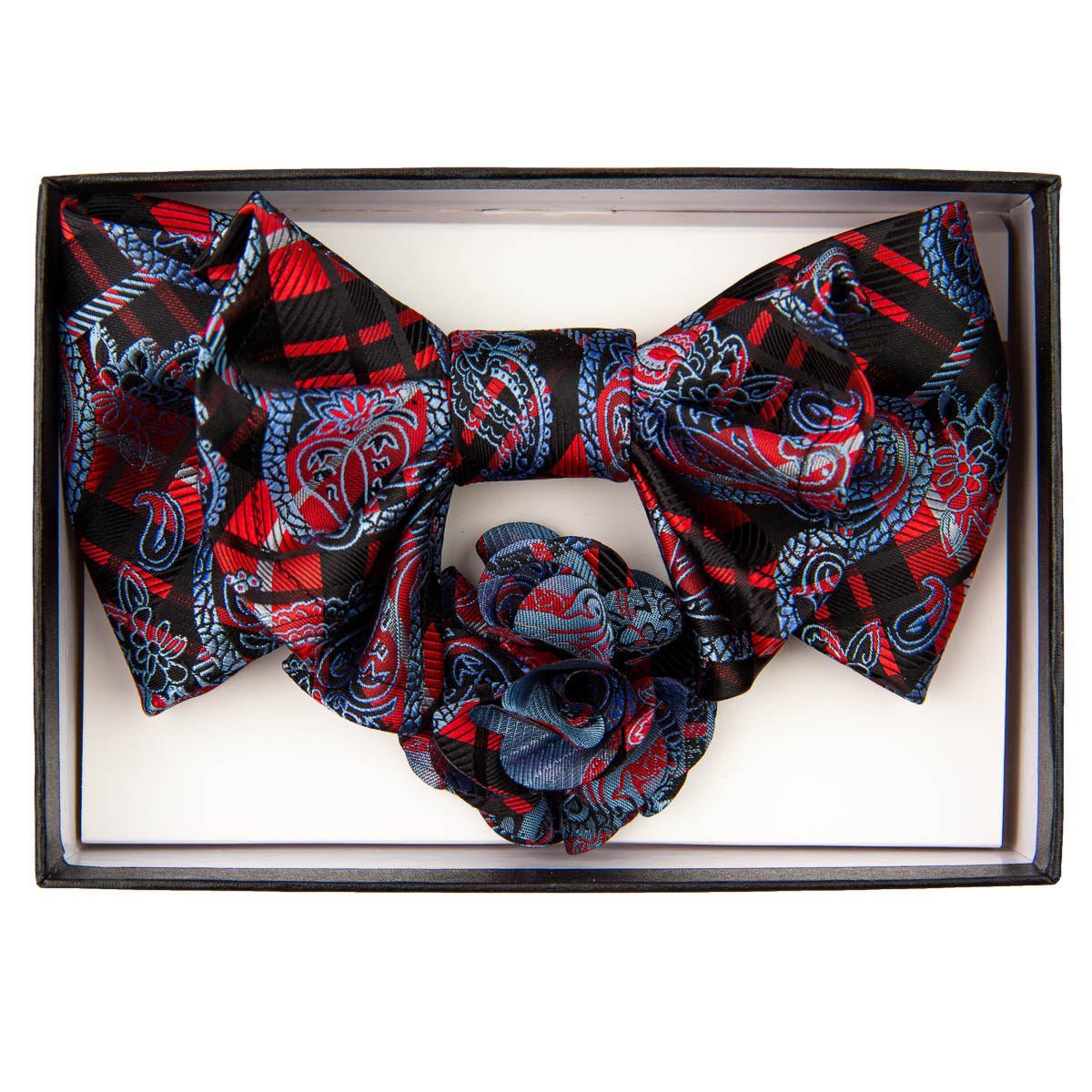 Vittorio Farina XL Bow Tie, Pocket Square & Flower Lapel Pin