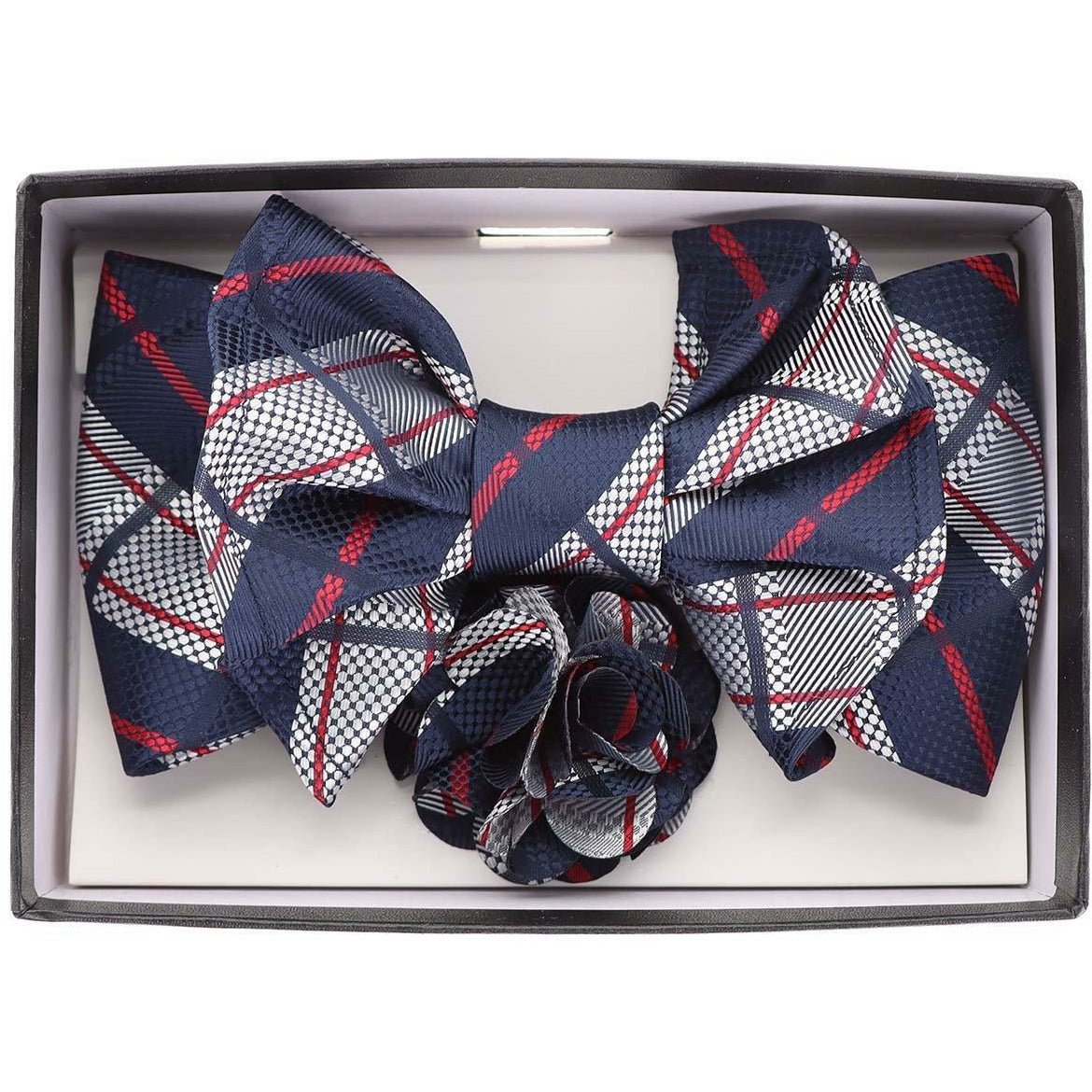 Vittorio Farina XL Bow Tie, Pocket Square & Flower Lapel Pin