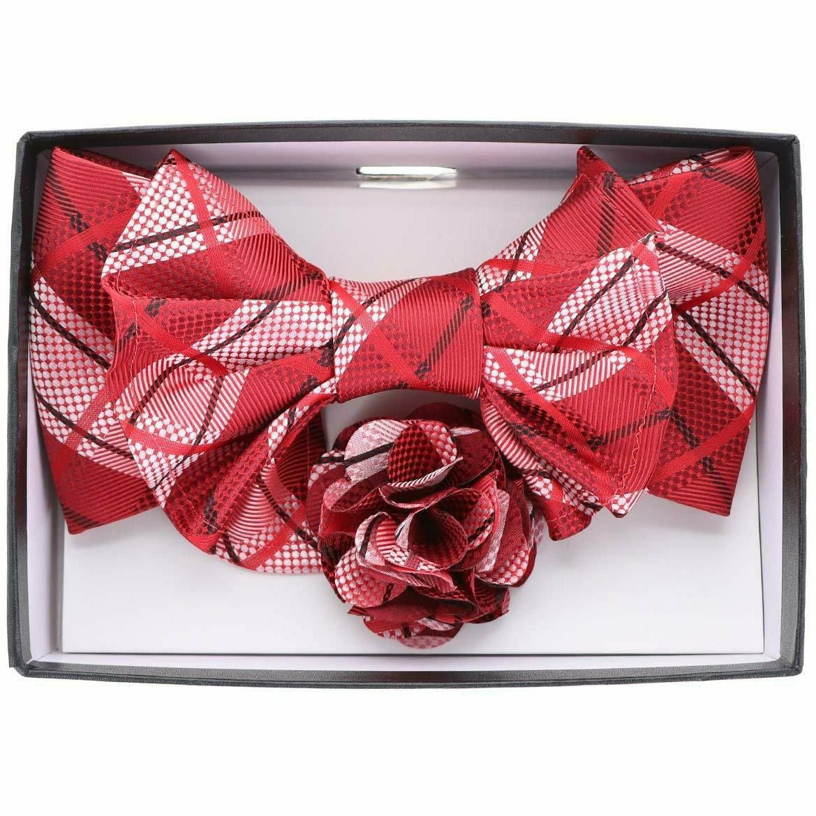 Vittorio Farina XL Bow Tie, Pocket Square & Flower Lapel Pin