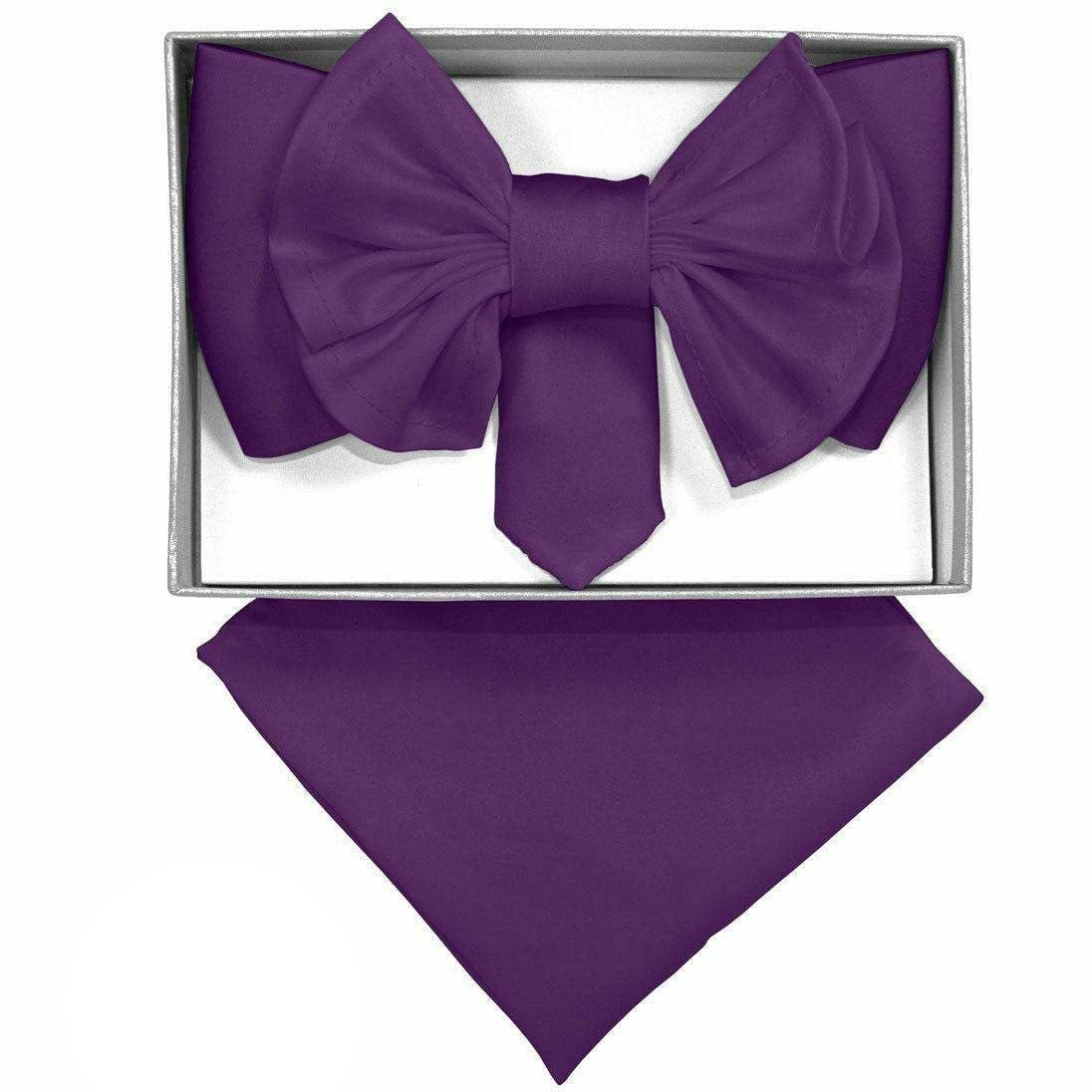 Vittorio Farina XL Solid Bow Tie & Pocket Square