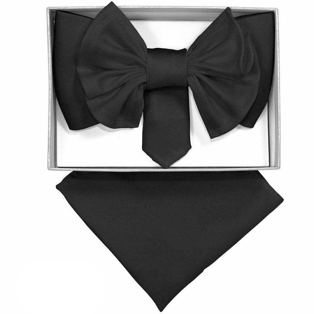 Vittorio Farina XL Solid Bow Tie & Pocket Square