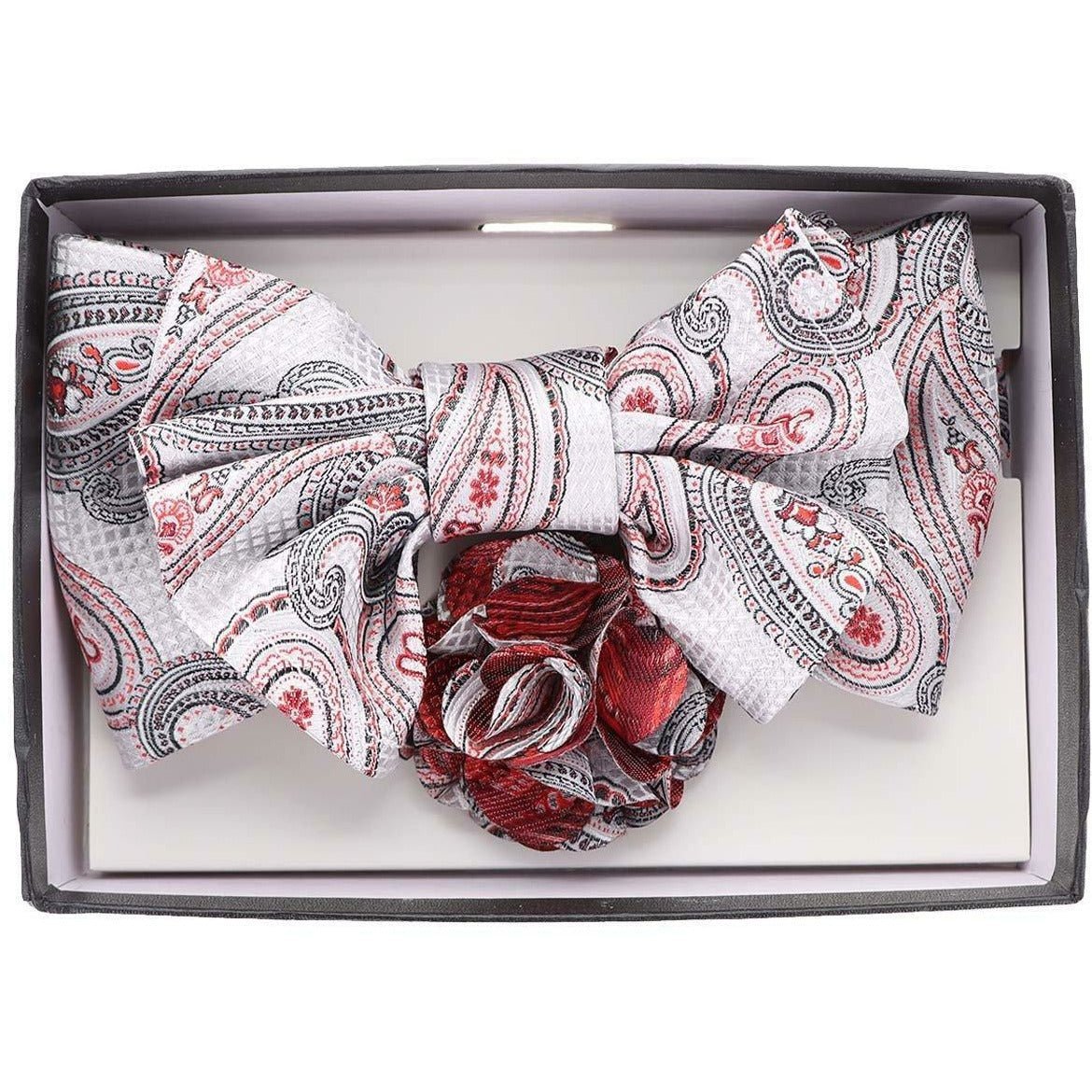 Vittorio Farina XL Bow Tie, Pocket Square & Flower Lapel Pin