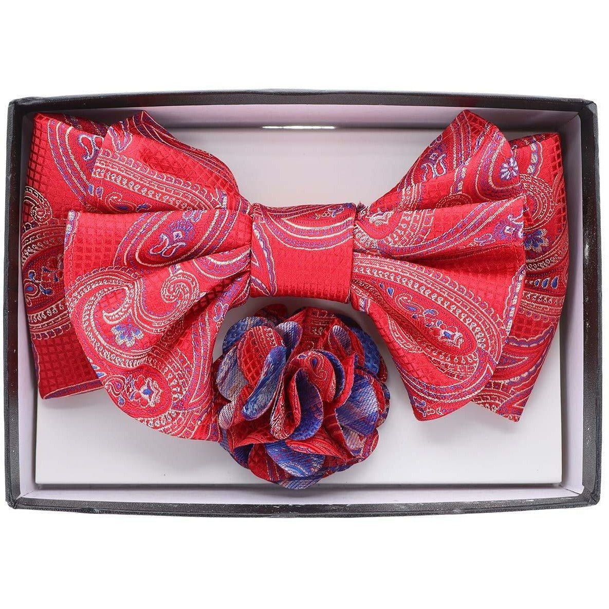 Vittorio Farina XL Bow Tie, Pocket Square & Flower Lapel Pin