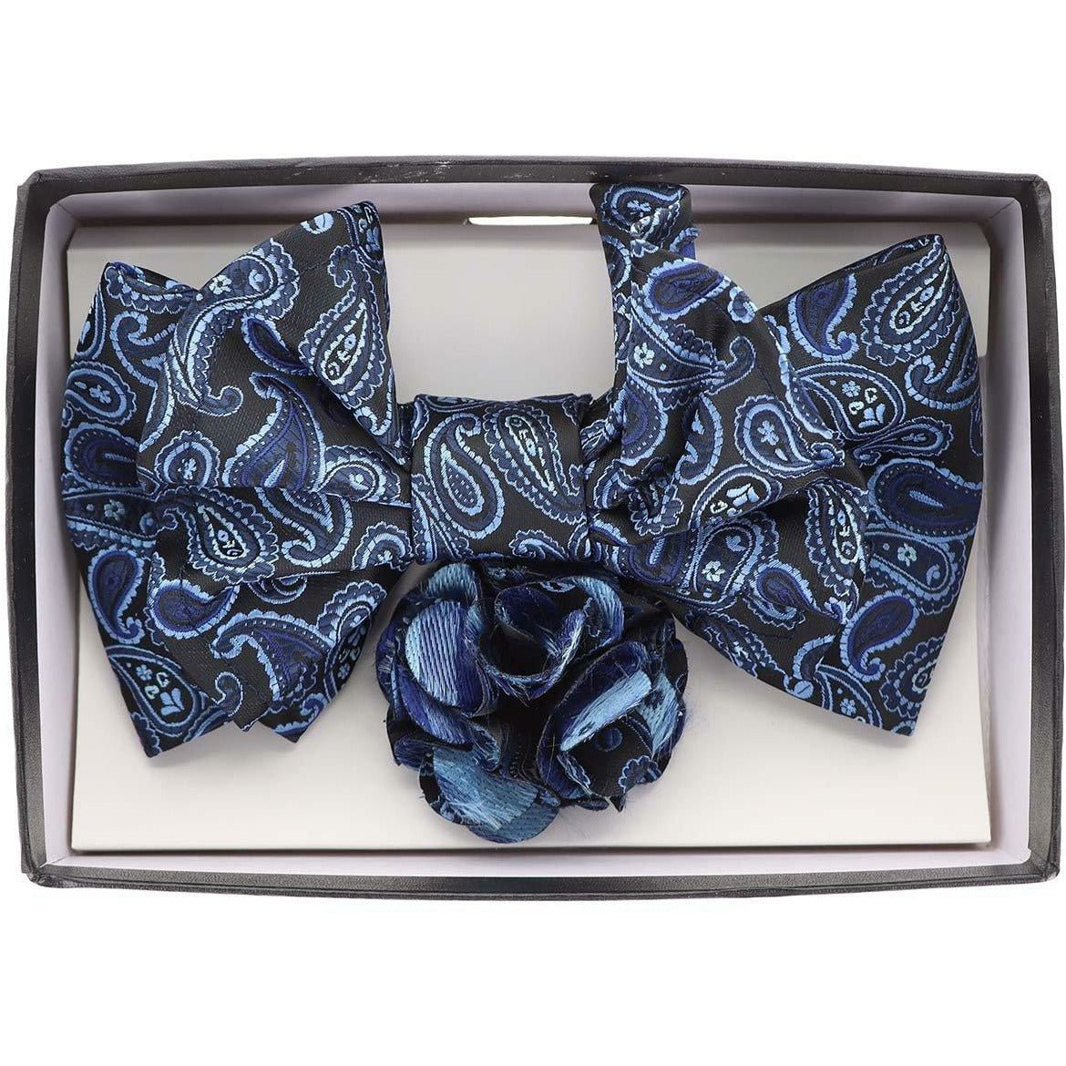 Vittorio Farina XL Bow Tie, Pocket Square & Flower Lapel Pin