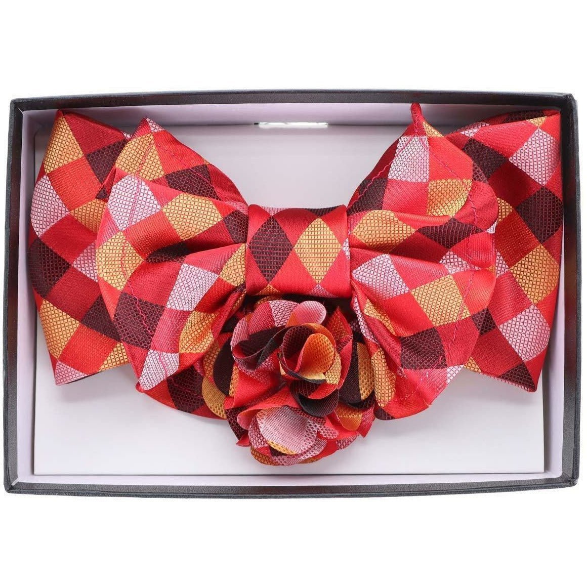 Vittorio Farina XL Bow Tie, Pocket Square & Flower Lapel Pin