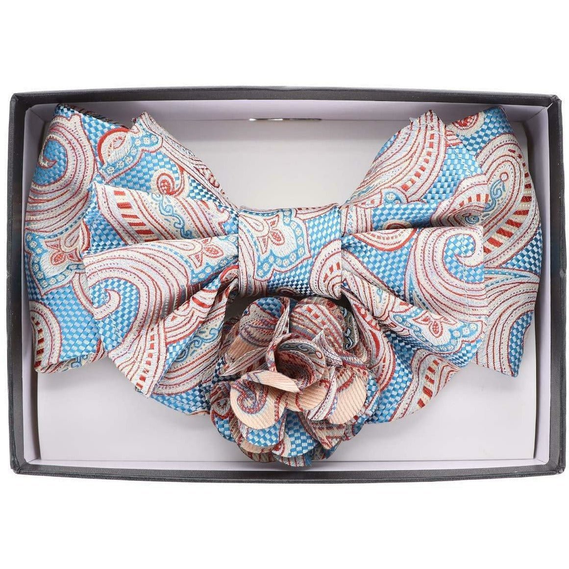 Vittorio Farina XL Bow Tie, Pocket Square & Flower Lapel Pin