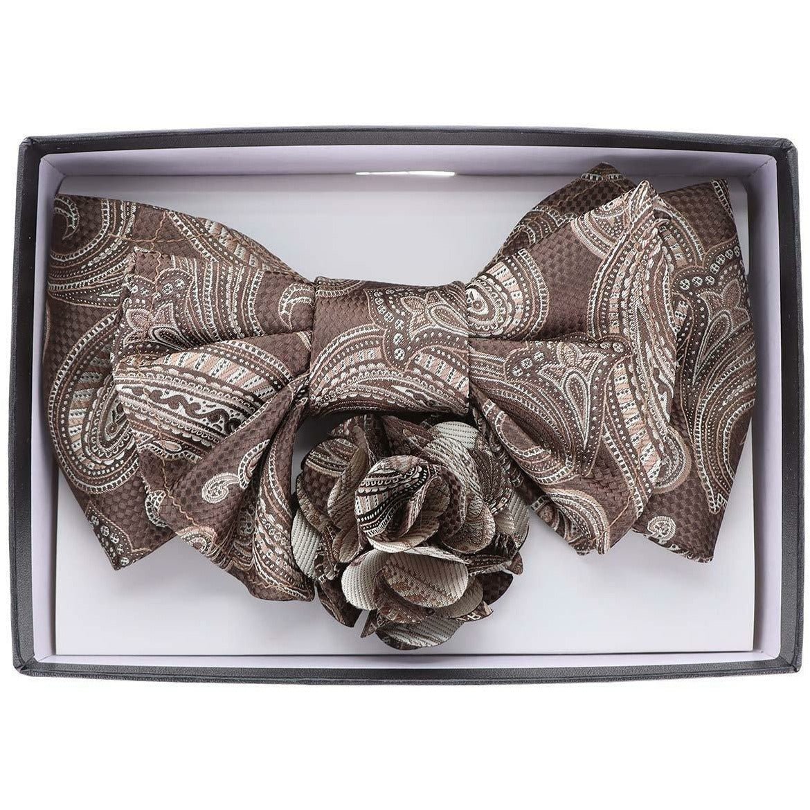 Vittorio Farina XL Bow Tie, Pocket Square & Flower Lapel Pin