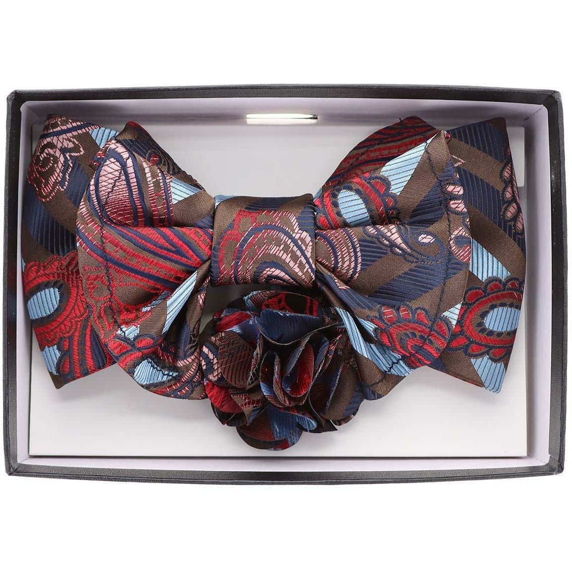 Vittorio Farina XL Bow Tie, Pocket Square & Flower Lapel Pin