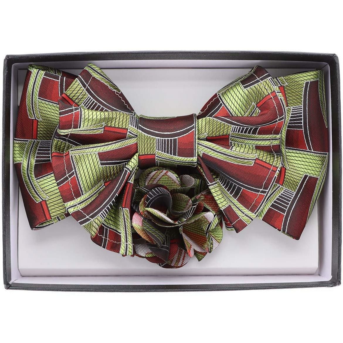 Vittorio Farina XL Bow Tie, Pocket Square & Flower Lapel Pin