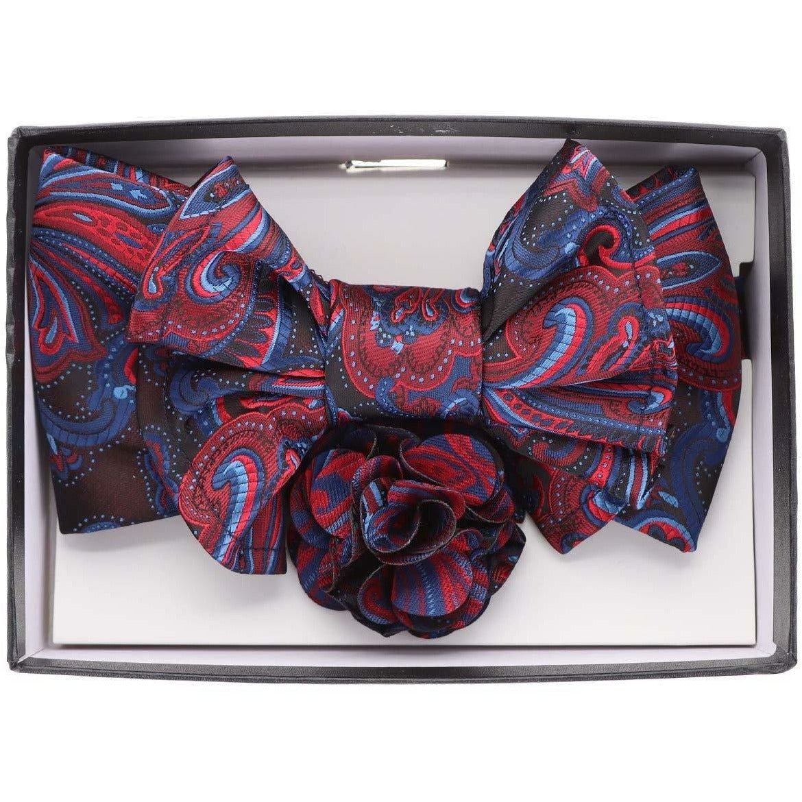 Vittorio Farina XL Bow Tie, Pocket Square & Flower Lapel Pin