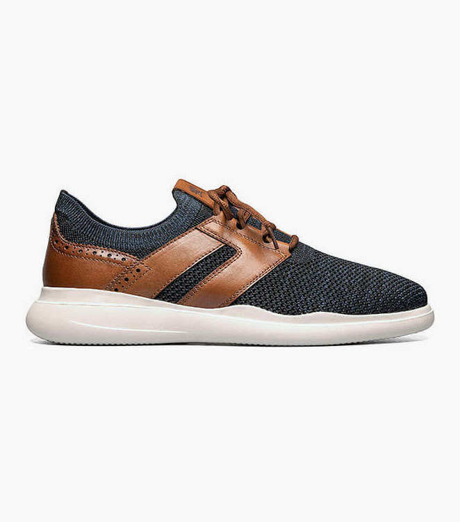 Stacy Adams MOXLEY Cognac with Navy Knit Lace Up Sneaker