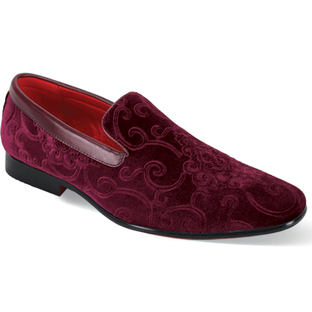 After Midnite Smoking Slip-on Merlot Paisley Print Slip-on Men’s Dress Shoes Style # 6910