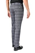 Barabas CP134 UNPRETENTIOUS Grey and Black Checkered Slim Fit Dress Pant