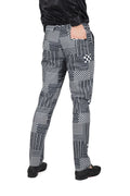 Barabas CP164 INTERCHANGEABLE FACES Black Checkers Slim Fit Dress Pant