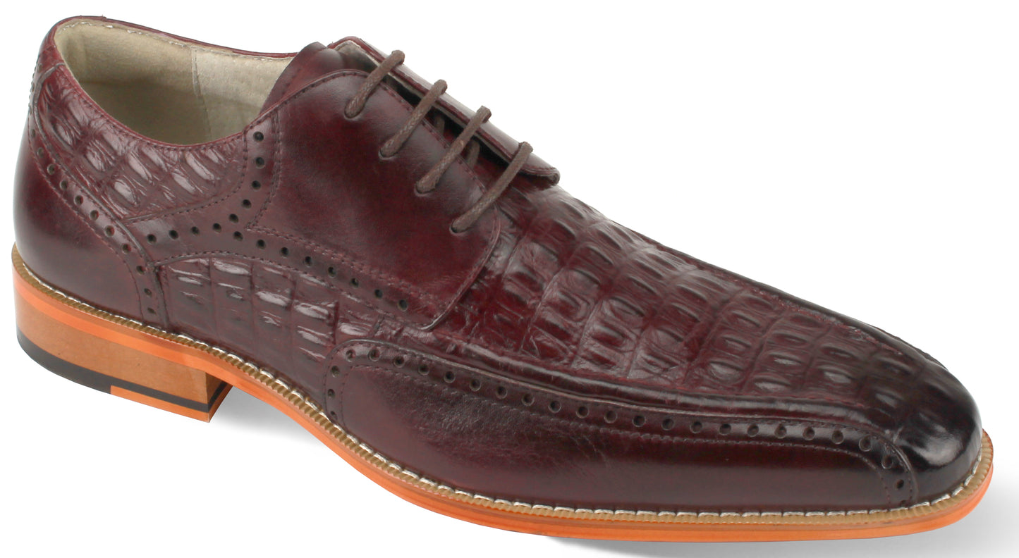 Giovanni Milford Burgundy Croc-print Leather Hand Made Oxford Men's Dress Shoes