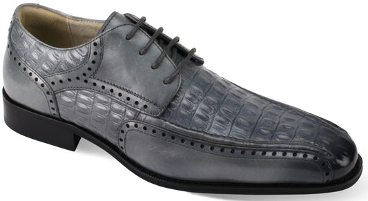 Giovanni Milford Grey Croc-print Leather Hand Made Oxford Men's Dress Shoes