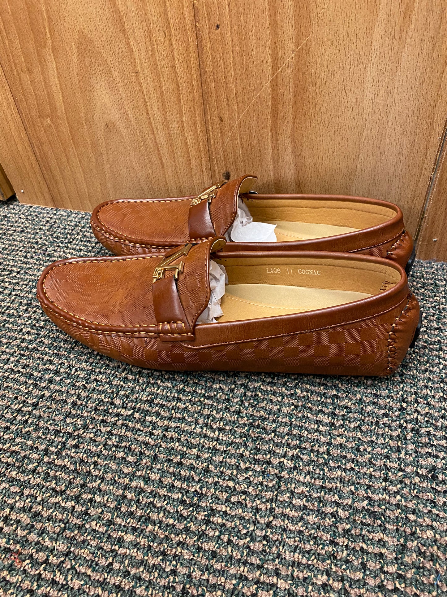 Terroni Italian Design Cognac Smoking Slip-on Men Dress/Driver Shoe w/LV buckle