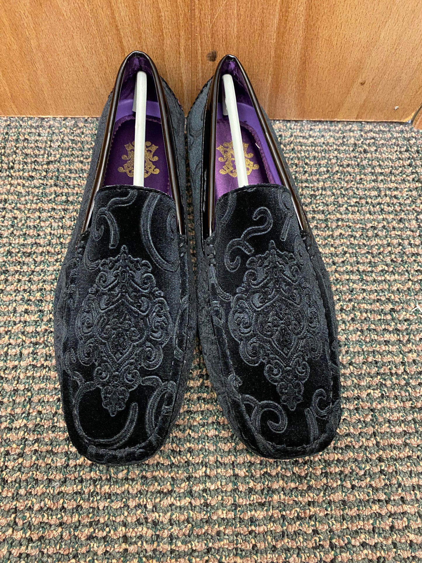 After Midnite Black Paisley Slip-on Men's Dress/Driver Shoes Sizes 7-13 Style 6913