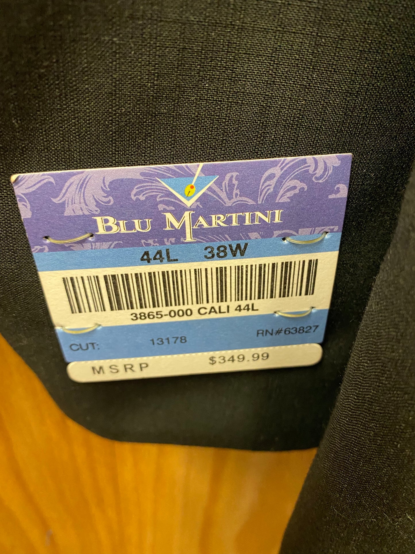 Blu Martini Black Banded Collar Suit 44L