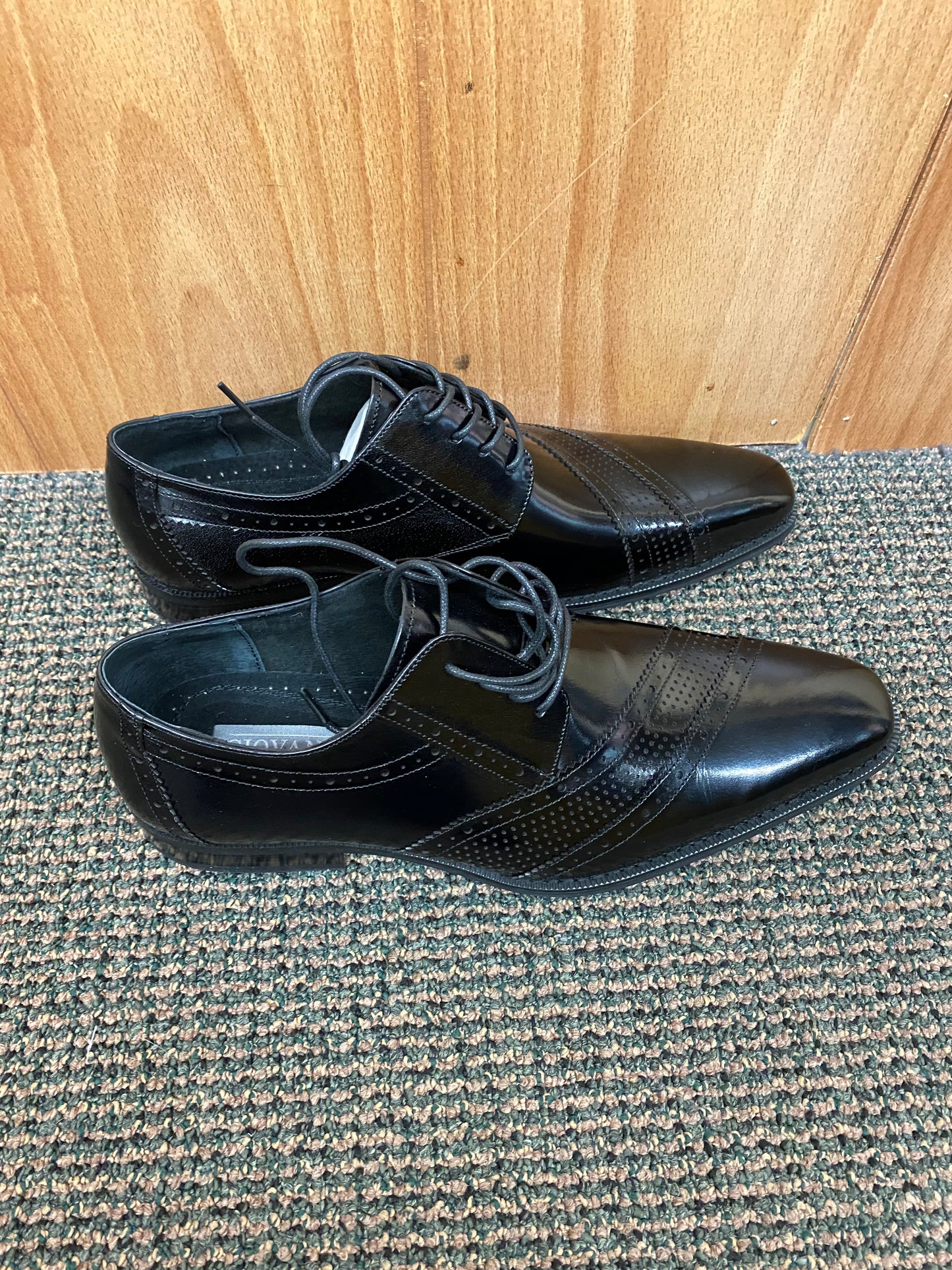 Giovanni Miles Black Leather Hand-made Lace-up Dress Shoes