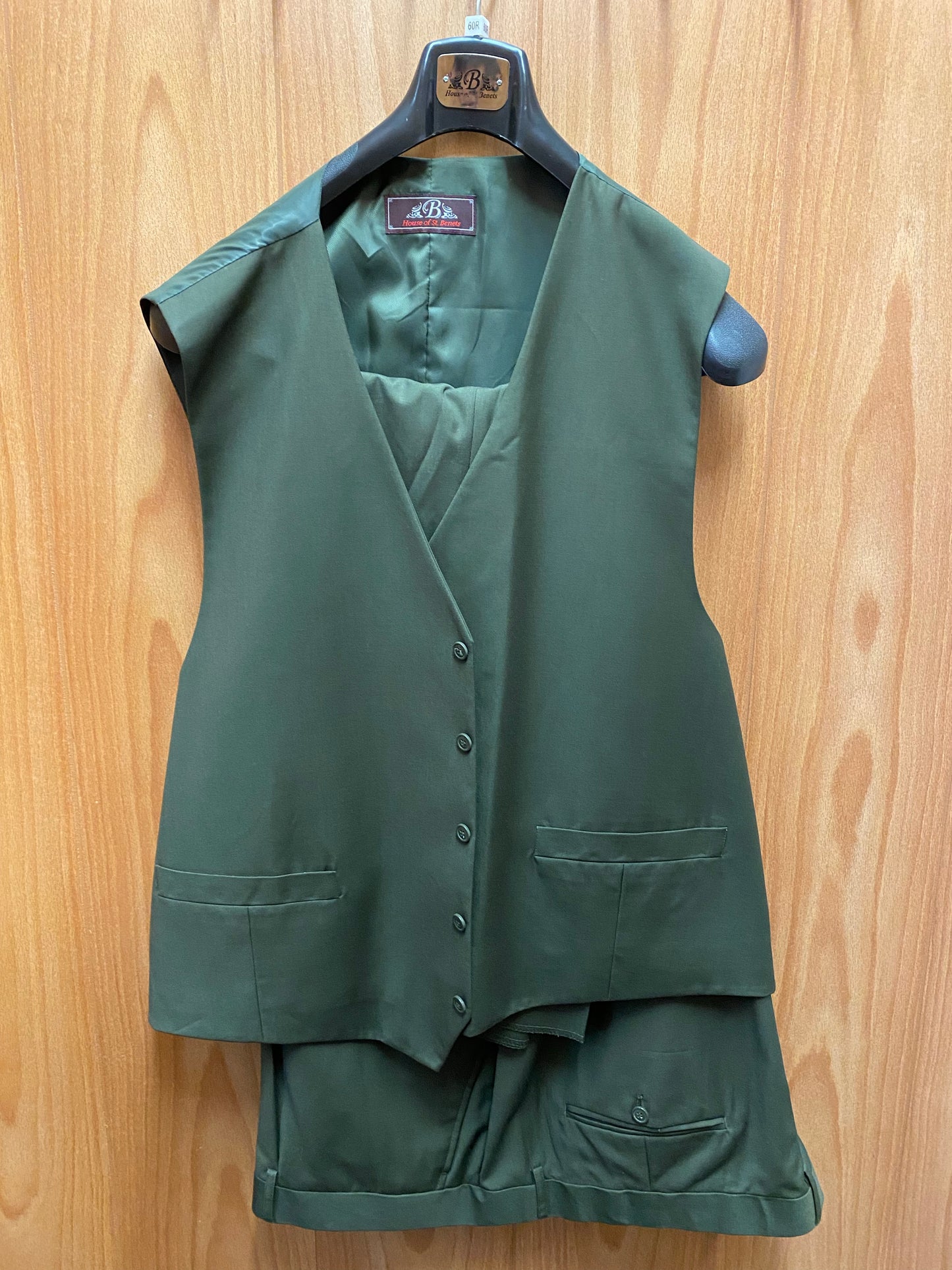 House Of St. Benets Olive Green 3-Piece Suit 60R T62W