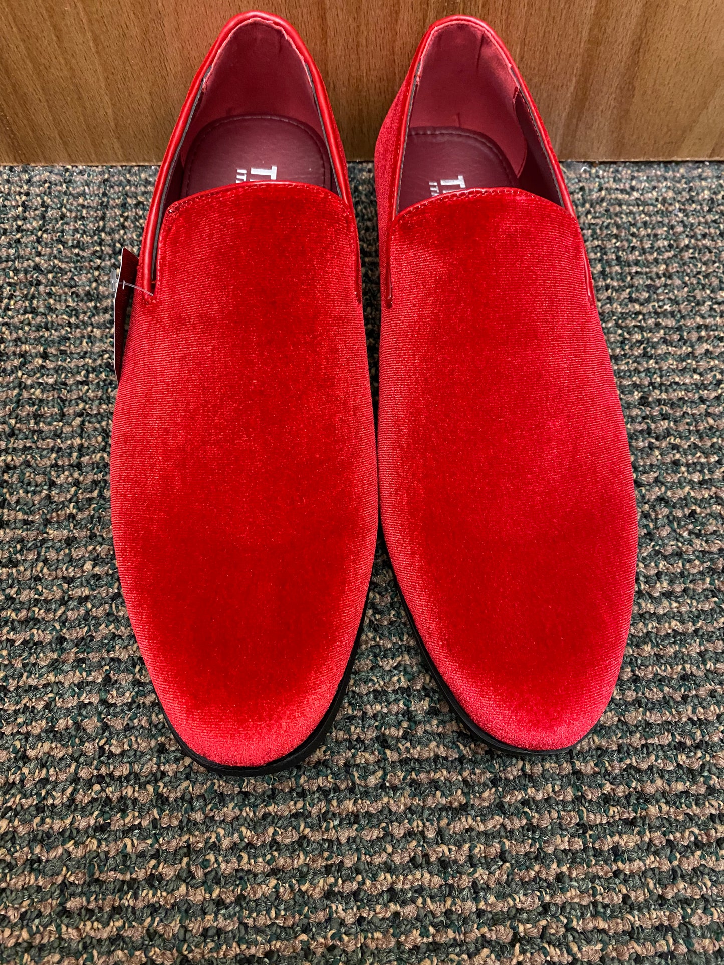 Terroni Italian Design Red Suede-like Smoking Slip-on Men’s Dress Shoes