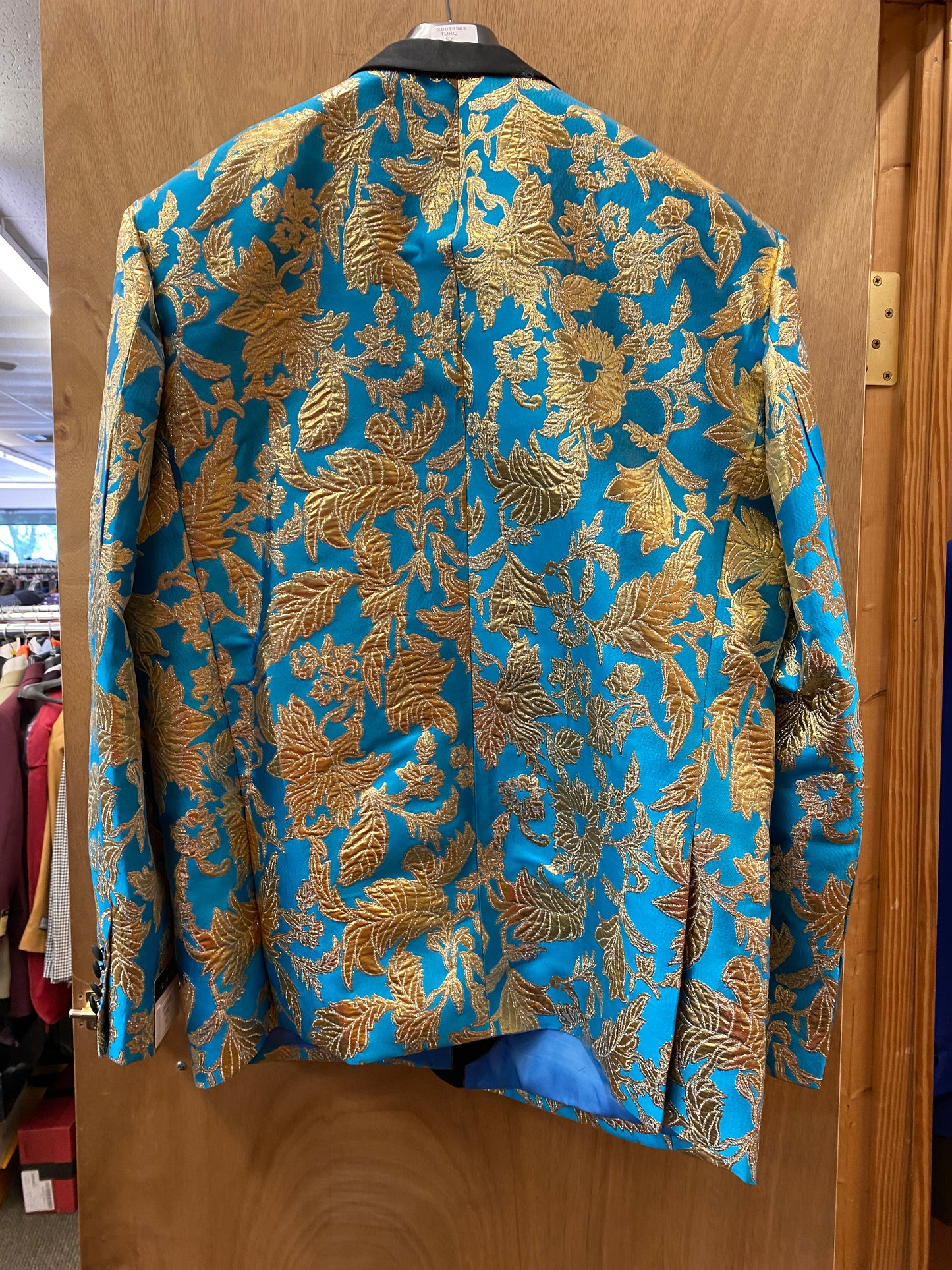 Cielo Turquoise With Gold Flower Blazer