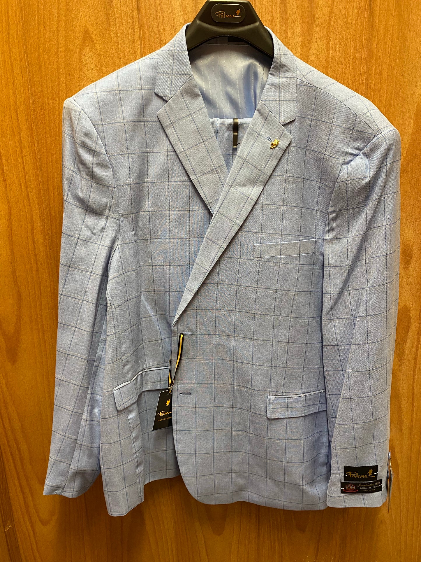 Falcone Blue Check 3-Piece Suit 62L 9228-BUDV 752