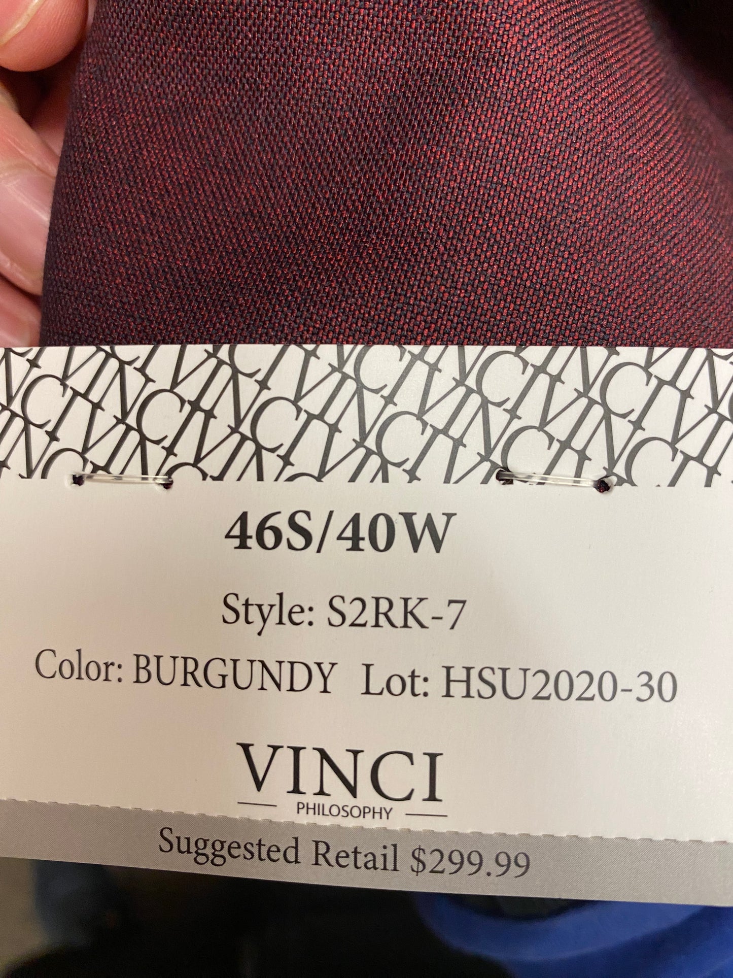 Vinci Burgundy Slim Fit 2-Piece Suit 46S