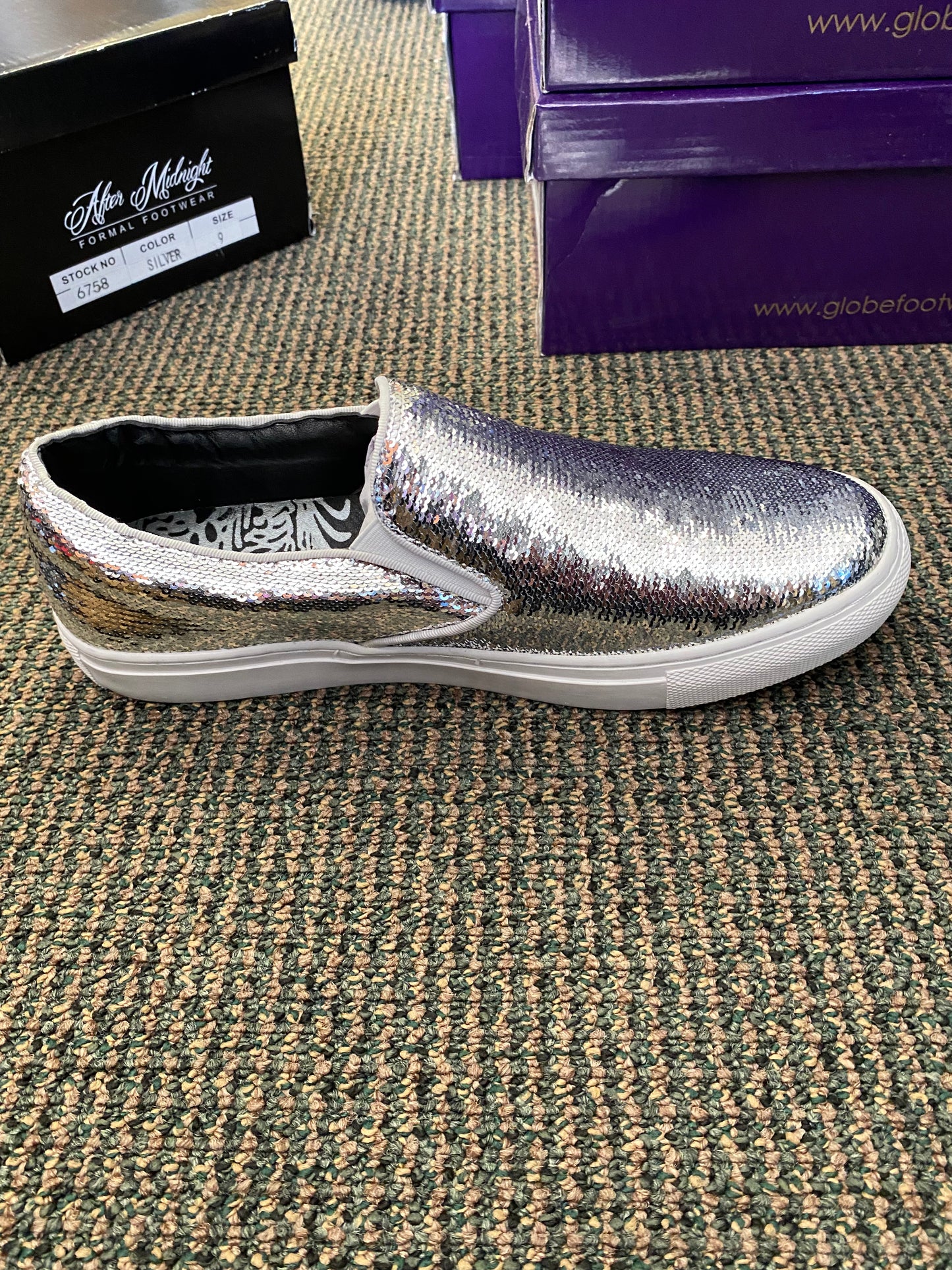 After Midnight Formal Footwear Silver slip-on tennis look Mens dress shoes size 9 style number 6758