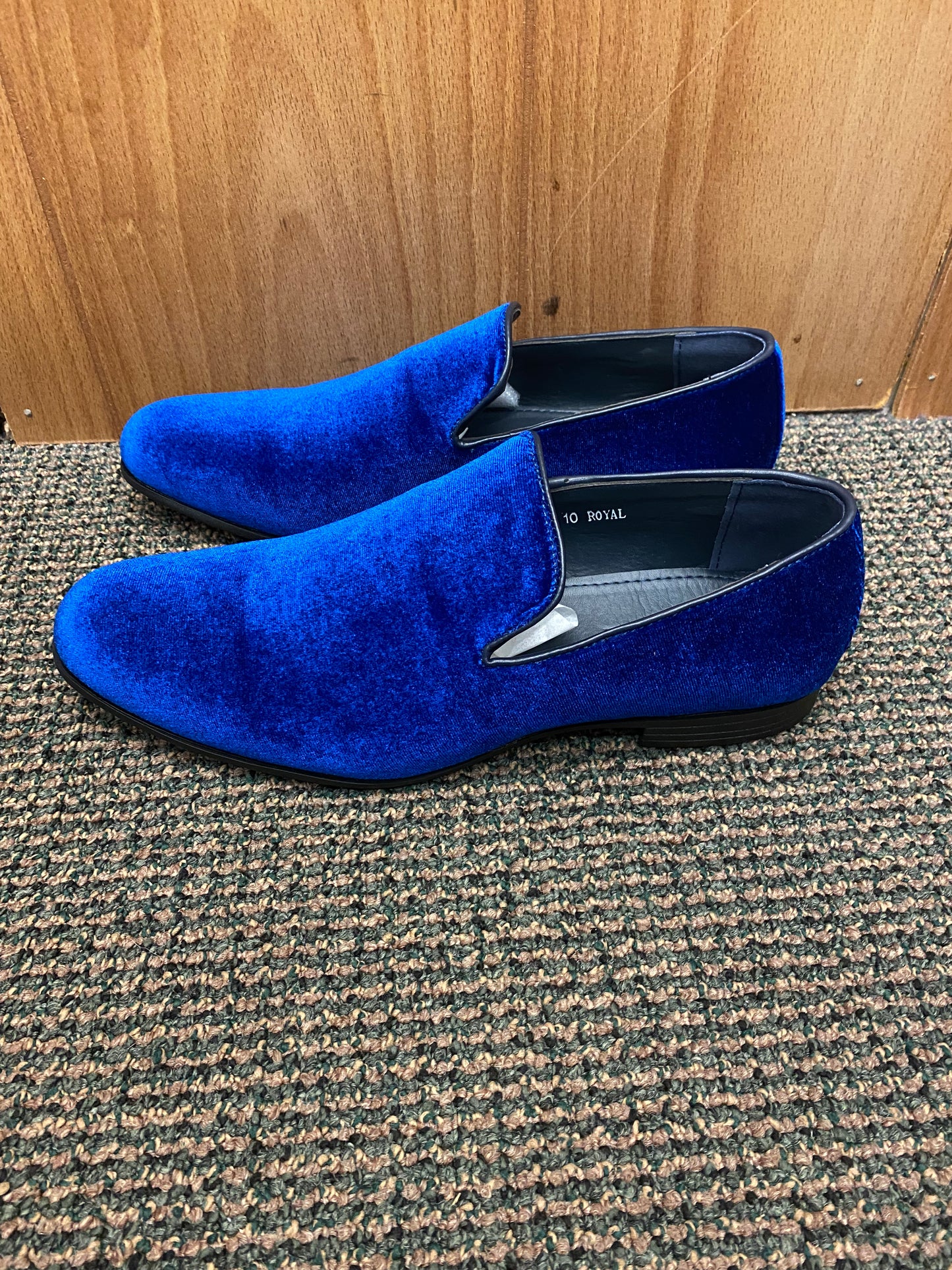 Terroni Italian Design Royal Blue Suede-like Smoking Slip-on Men’s Dress Shoes