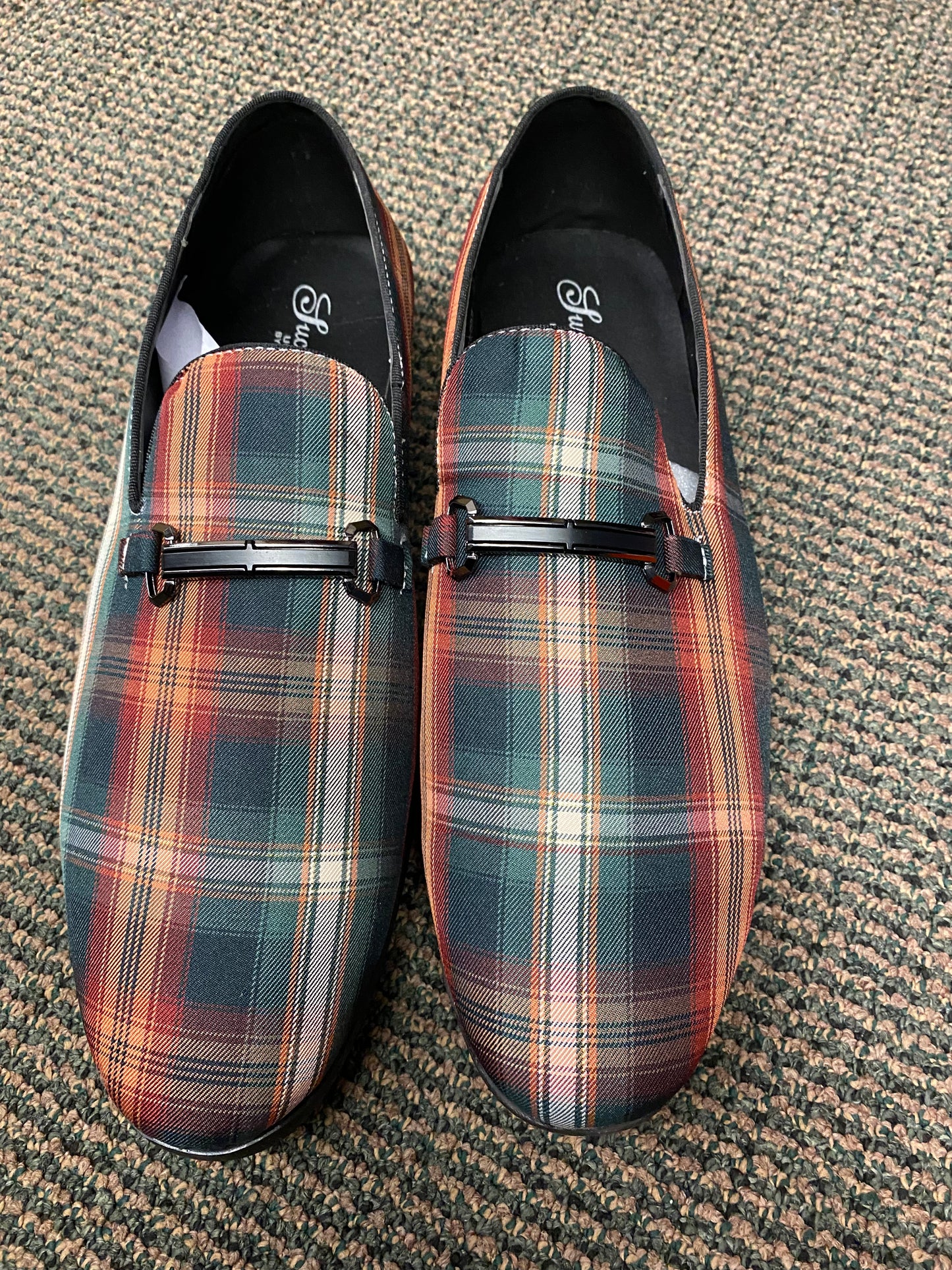 Successos Green Plaid red bottom slip-on dress shoes sizes 7-15