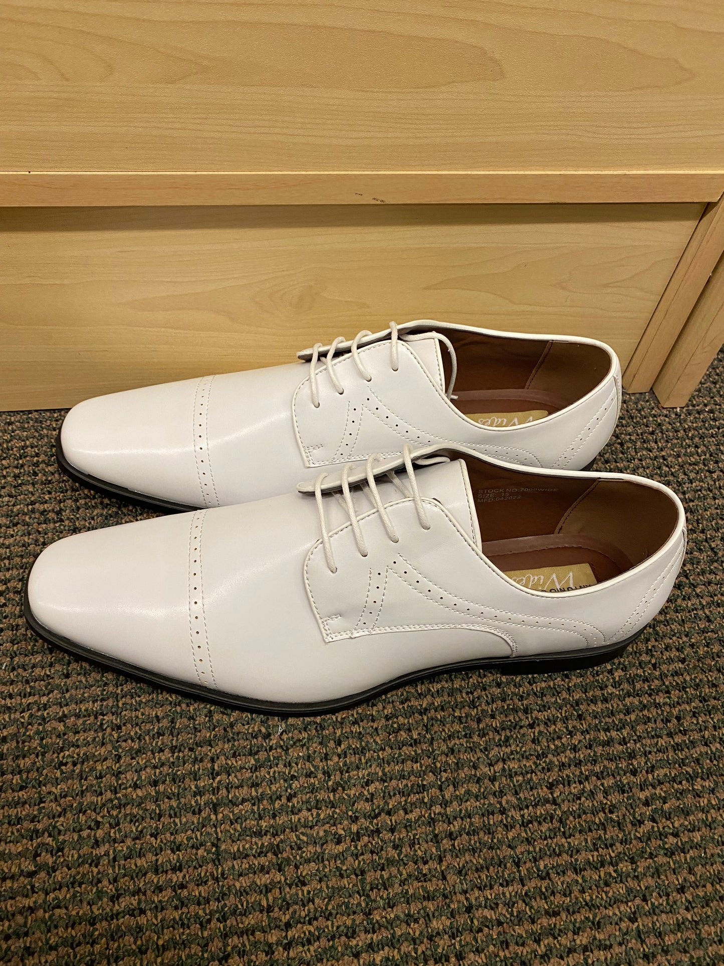 Antonio Cerrelli 7000W white Wide Width Men’s Lace Up Dress Shoes Sizes: 11W-18W