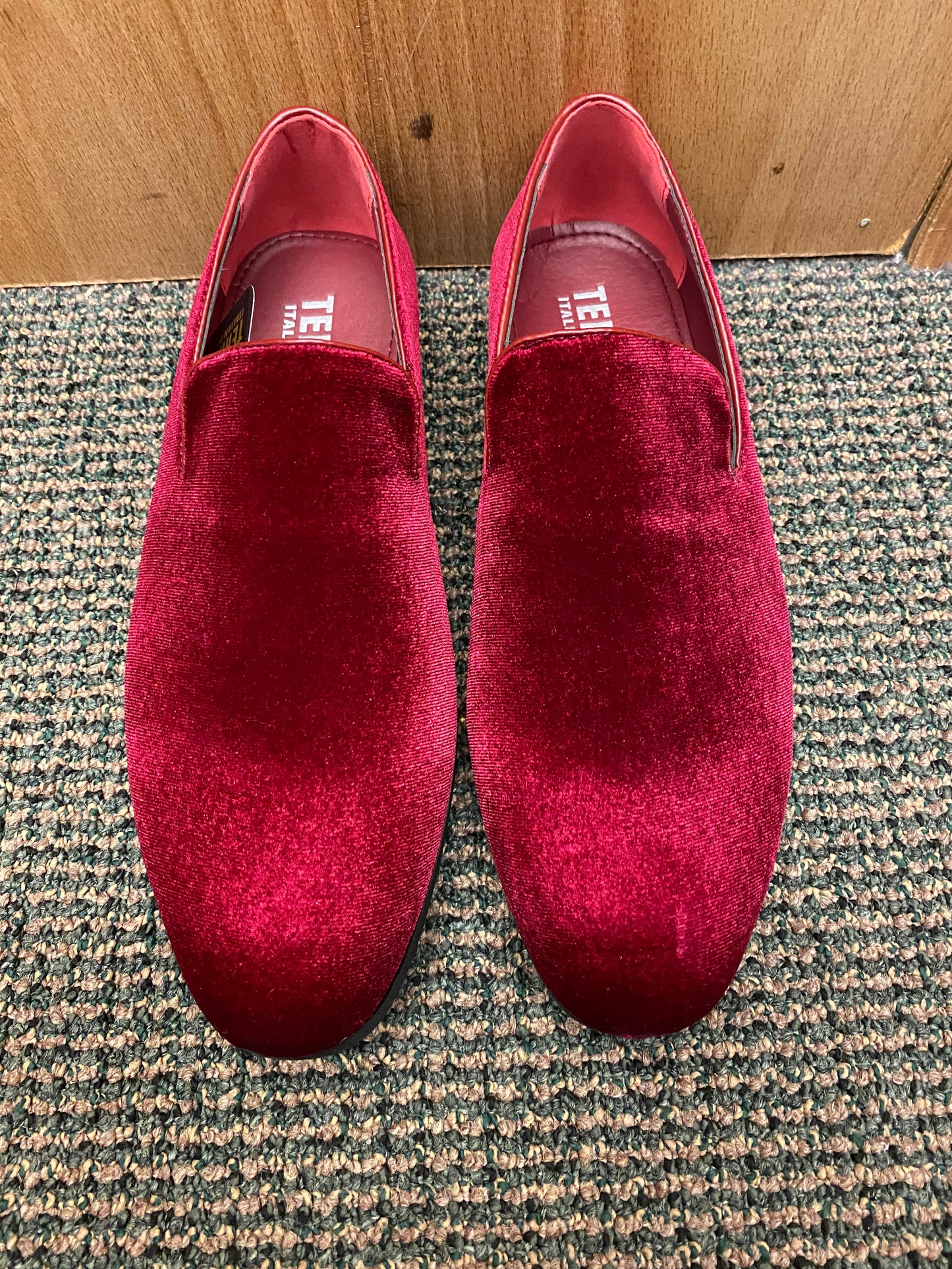 Terroni Italian Design Burgundy Suede-like Smoking Slip-on Men’s Dress Shoes