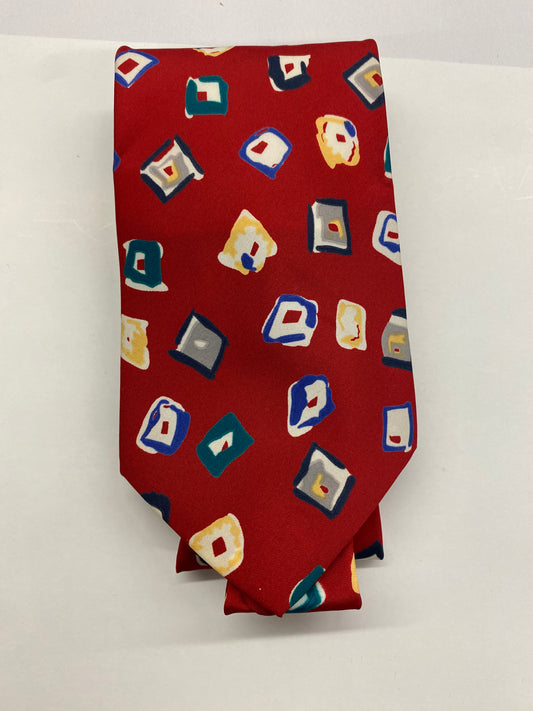 Excello Cravats Red Multicolored Tie