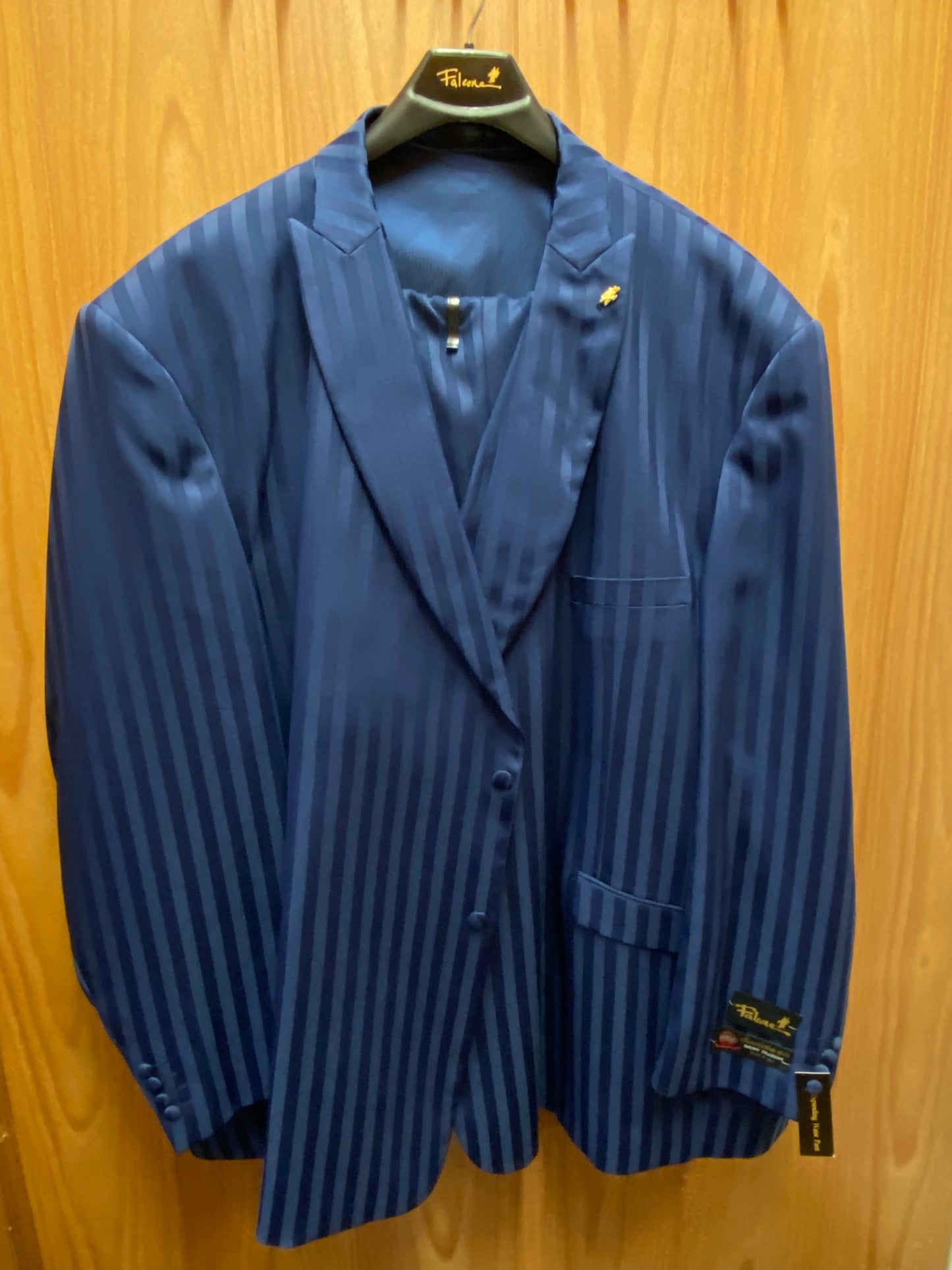 Falcone Blue Shadow Stripe 3-Piece Suit size 68L 380-102 4X MATV