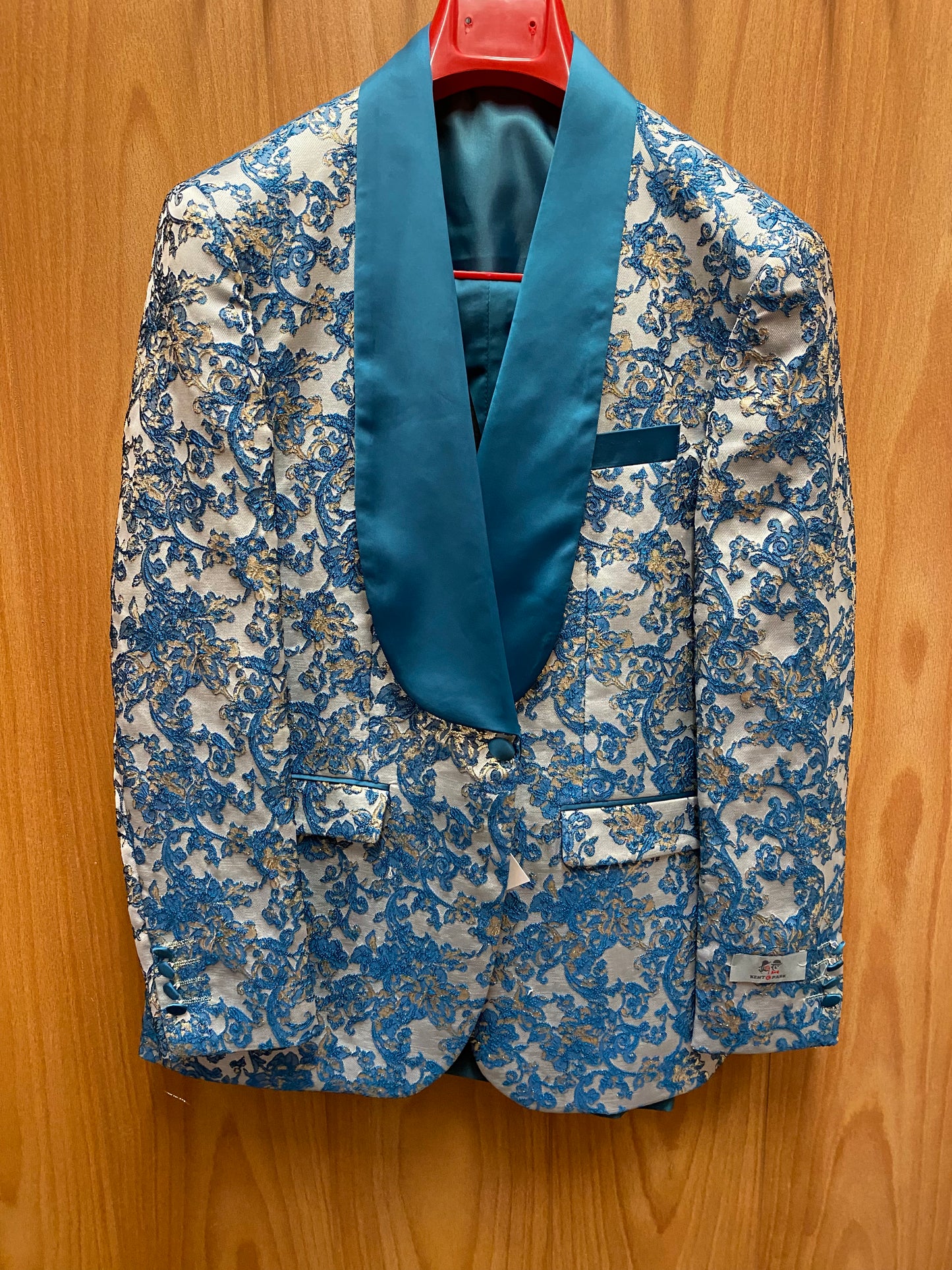 Kent & Park JP108 Teal Floral Print 4-Piece Suit