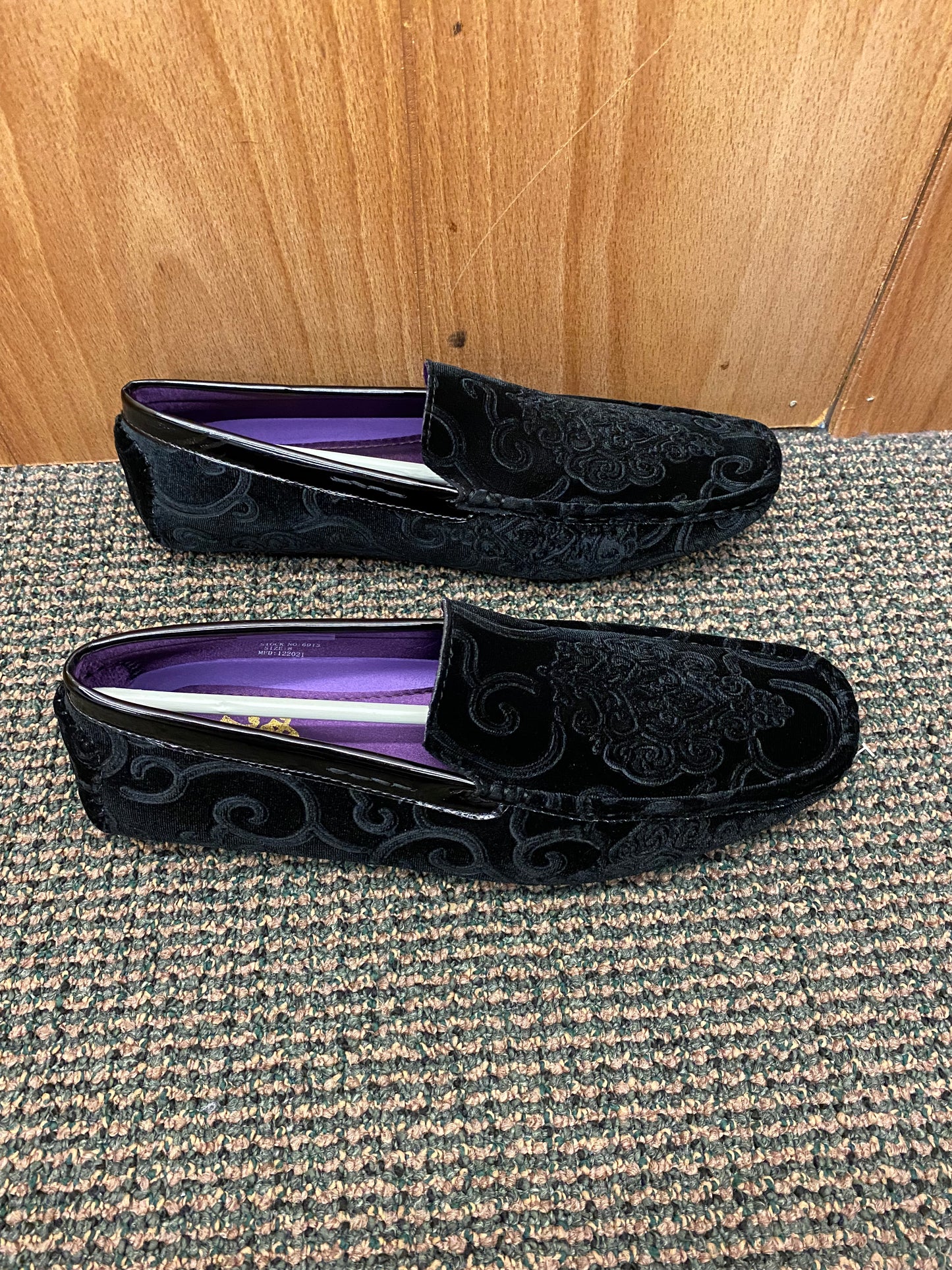 After Midnite Black Paisley Slip-on Men's Dress/Driver Shoes Sizes 7-13 Style 6913