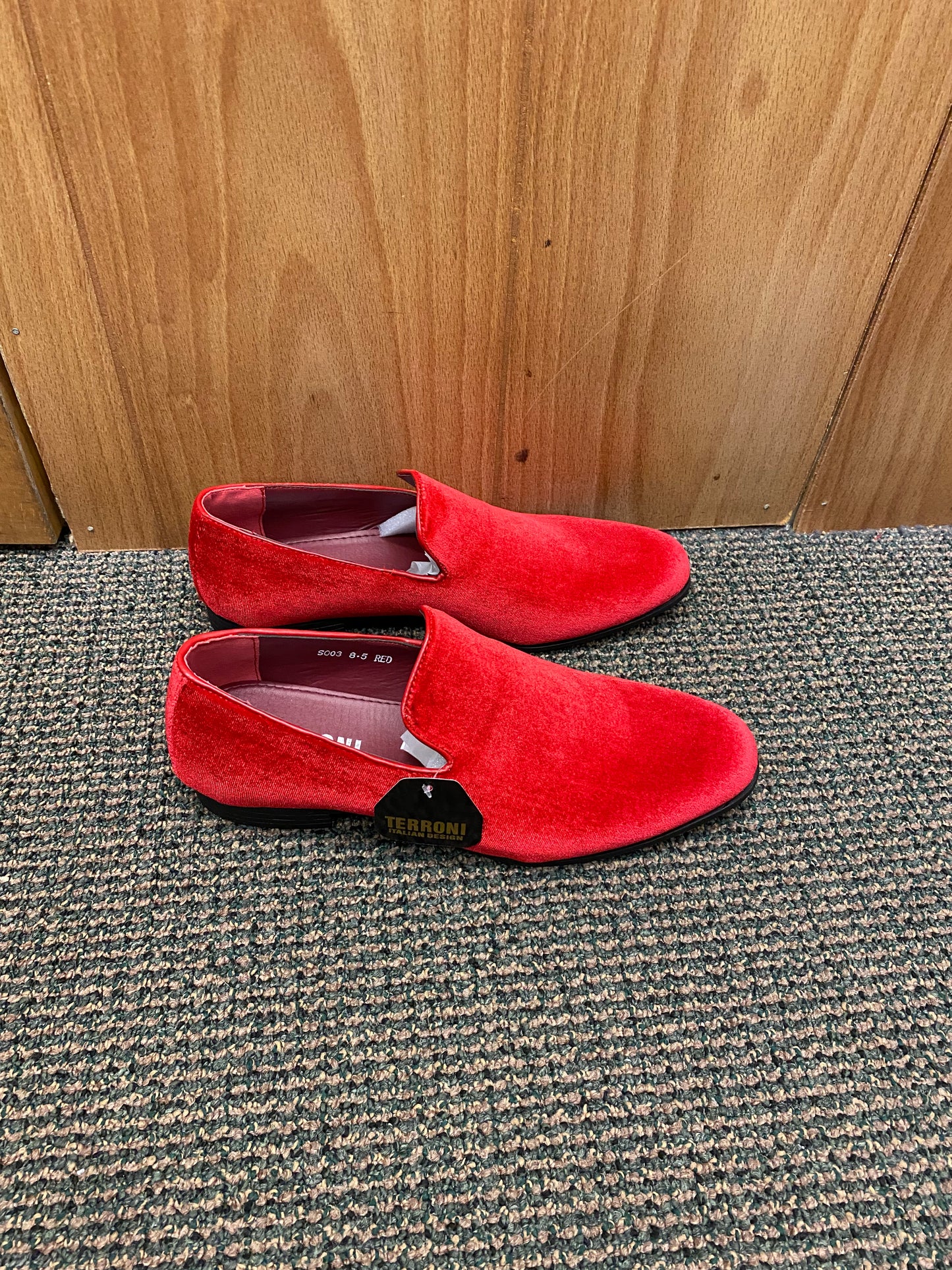 Terroni Italian Design Red Suede-like Smoking Slip-on Men’s Dress Shoes