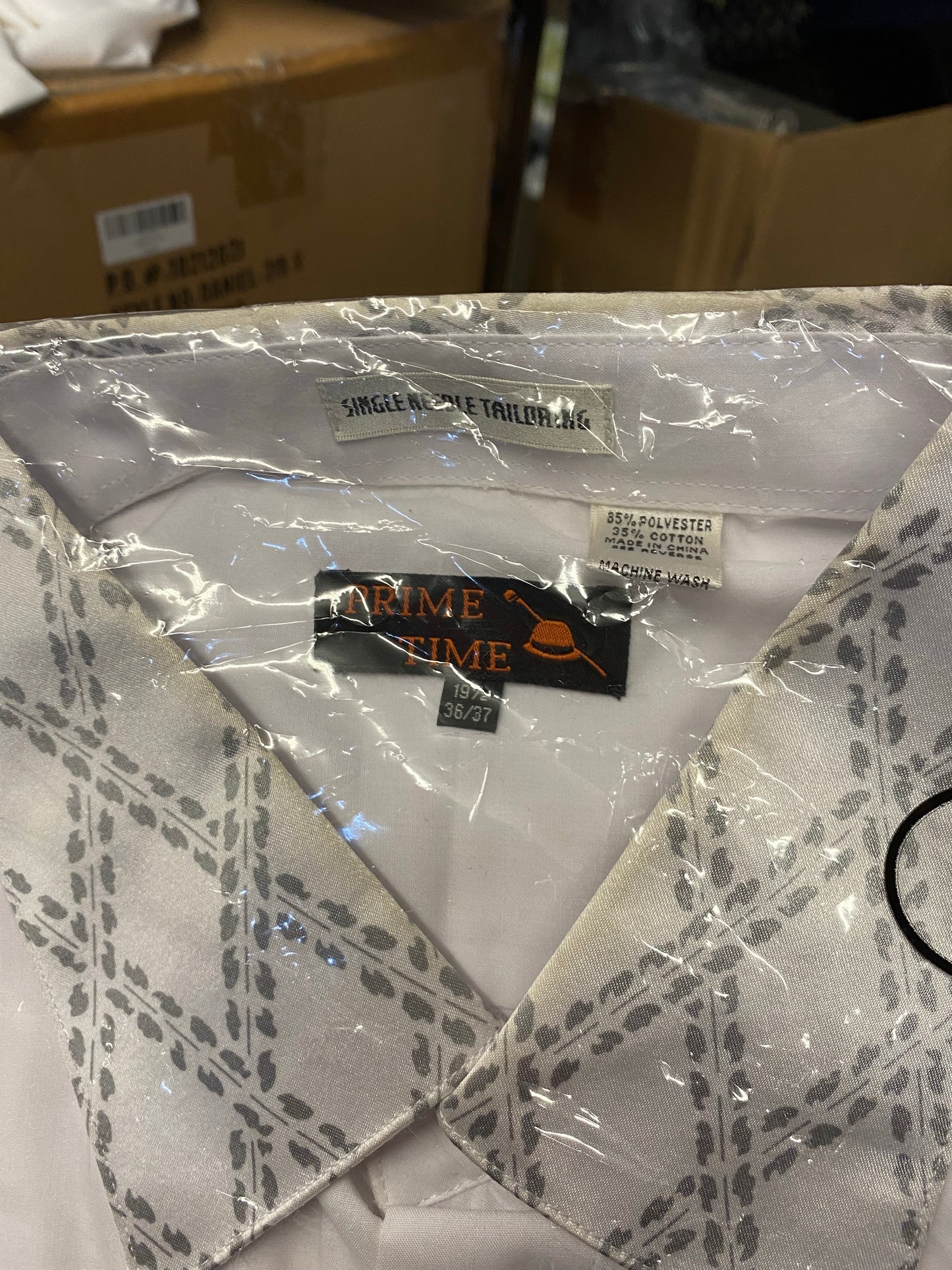 Prime Time White Mens Dress Shirt 19.5 36/37